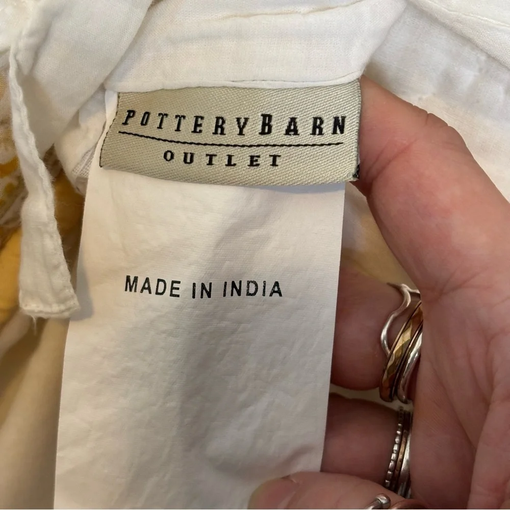 Pottery Barn Outlet Euro Sham (24x26) Butter Yellow/White Paisley Pattern